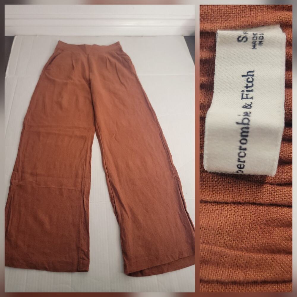 Abercrombie Trouser Pants Womens SZ S Straight Wide Leg Pull On Brown High Rise